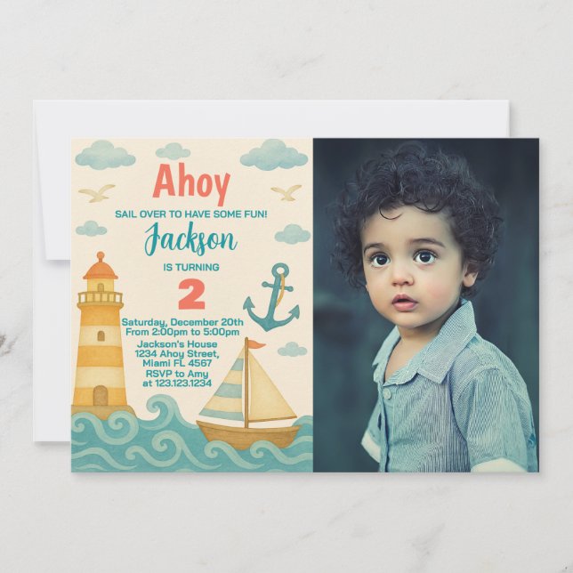 Invitation Anniversaire de enfant nautique (Devant)