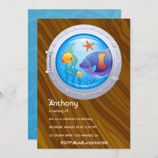 Invitation Anniversaire de enfant nautique (Devant / Derrière)