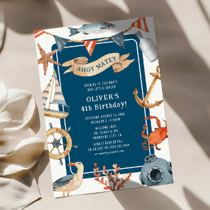 Invitation Anniversaire de enfant nautique aquarelle