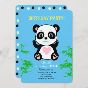 Invitation Anniversaire de enfant Panda Bear