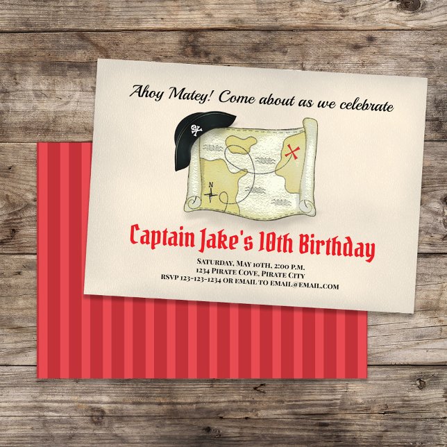 Invitation Anniversaire de enfant Parti Pirate Cool Modèle (Pirate birthday party invitaitons)