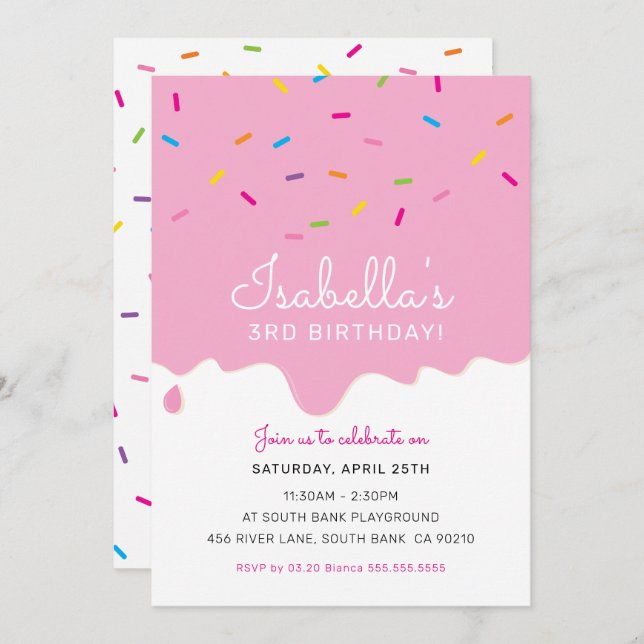 Invitation ANNIVERSAIRE DE ENFANT PARTY gouttes de dégivrage  (Devant / Derrière)