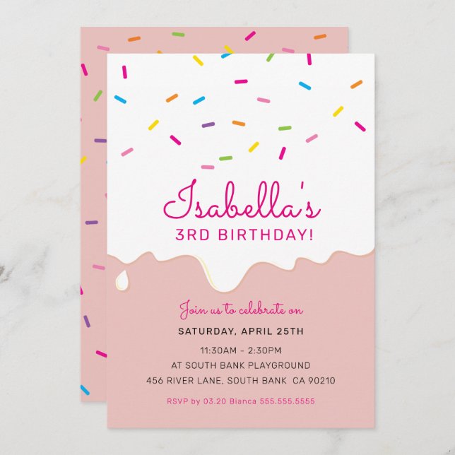 Invitation ANNIVERSAIRE DE ENFANT PARTY gouttes de dégivrage  (Devant / Derrière)