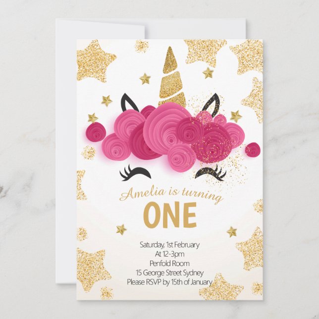 Invitation Anniversaire de enfant Party Magic Unicorn Invitat (Devant)