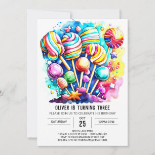 Invitation Anniversaire de enfant Pastel Candyland