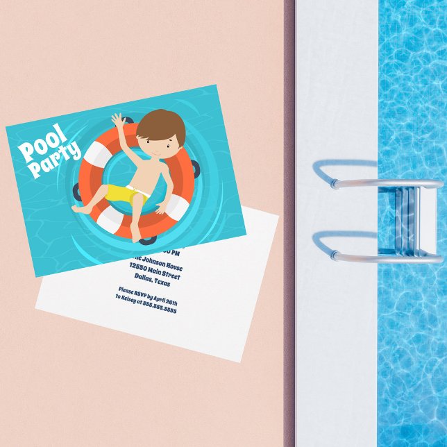 Invitation Anniversaire de enfant personnalisé de piscine (Créateur téléchargé)