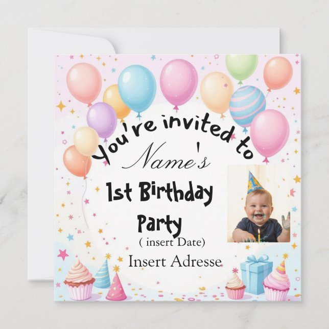 Invitation Anniversaire de enfant personnalisée |  (Devant)