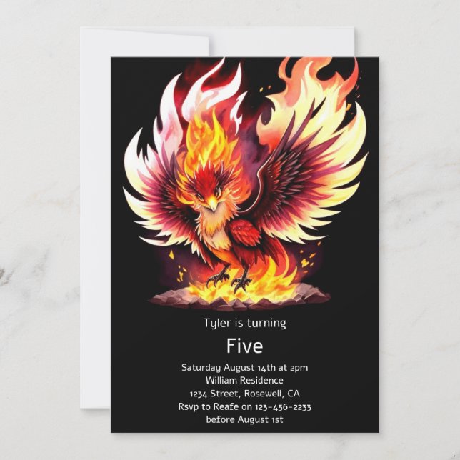 Invitation Anniversaire de enfant Phoenix (Devant)