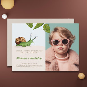 Invitation Anniversaire de enfant photo Garden Snail