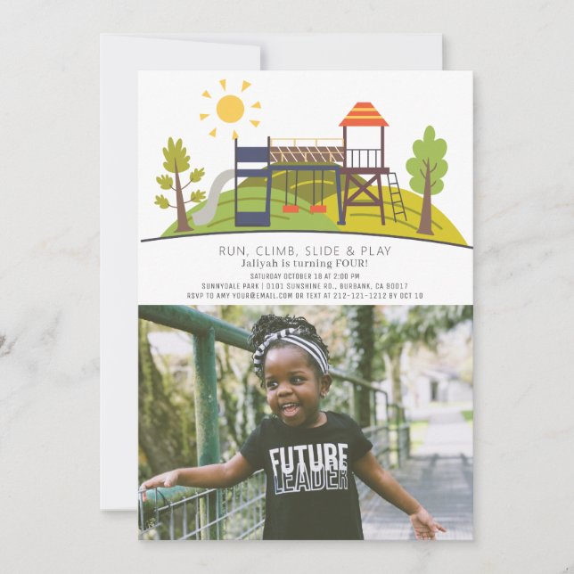 Invitation Anniversaire de enfant photo Park Playground (Devant)