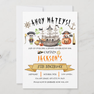 Invitation Anniversaire de enfant Pirate Halloween