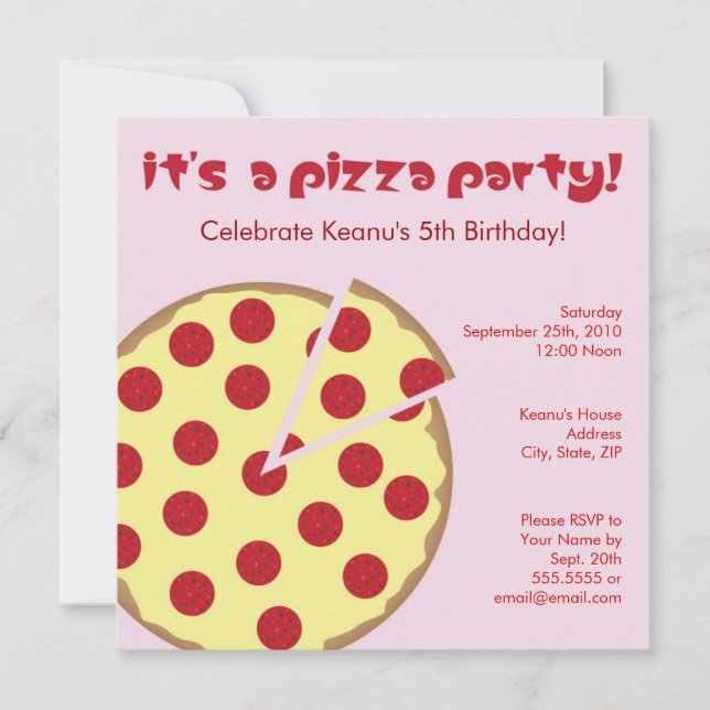 Invitation Anniversaire de enfant Pizza Party - ro (Devant)