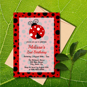 Invitation Anniversaire de enfant Pois Ladybug Red Black Fram