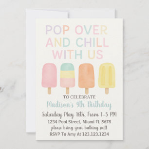Invitation Anniversaire de enfant Popsicle Party