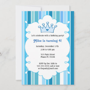 Invitation Anniversaire de enfant Prince Blue