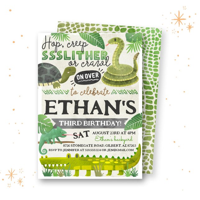 Invitation Anniversaire de enfant Reptile (Créateur téléchargé)