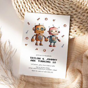 Invitation Anniversaire de enfant robotique de jouets anciens