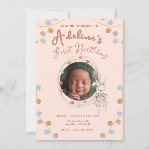 Invitation Anniversaire de enfant rose mignon