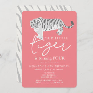 Invitation Anniversaire de enfant rose moderne Tiger
