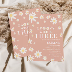 Invitation Anniversaire de enfant rose pâle Daisy