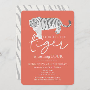 Invitation Anniversaire de enfant rouge moderne Tiger