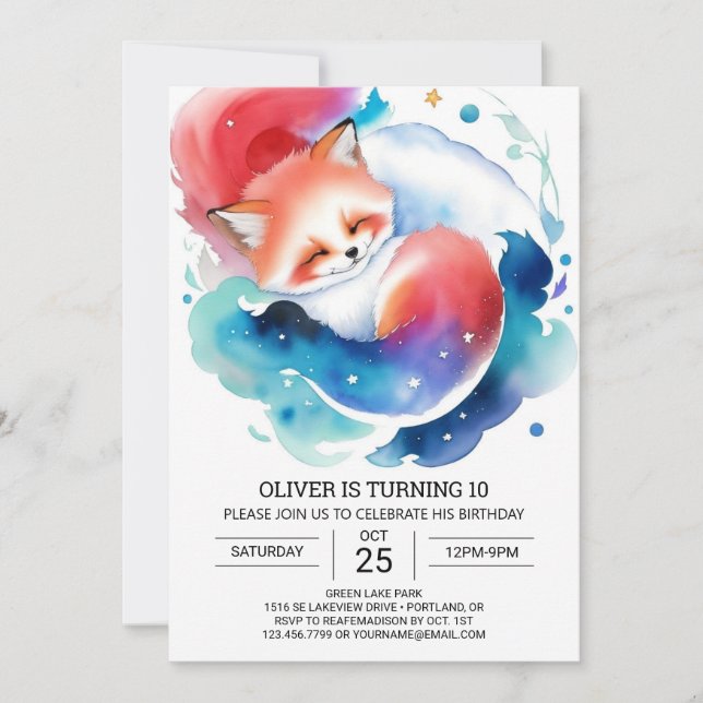 Invitation Anniversaire de enfant rustique Fox Fiesta (Devant)