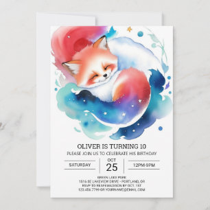 Invitation Anniversaire de enfant rustique Fox Fiesta