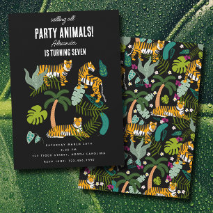 Invitation Anniversaire de enfant Safari de la jungle noire d