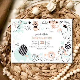 Invitation Anniversaire de enfant sauvage d'animaux de safari
