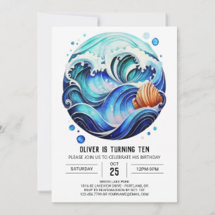 Invitation Anniversaire de enfant Sky Blue Waves