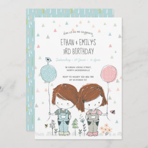 Invitation Anniversaire de enfant Twins