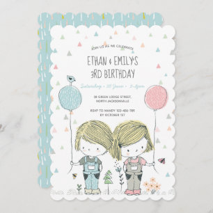 Invitation Anniversaire de enfant Twins