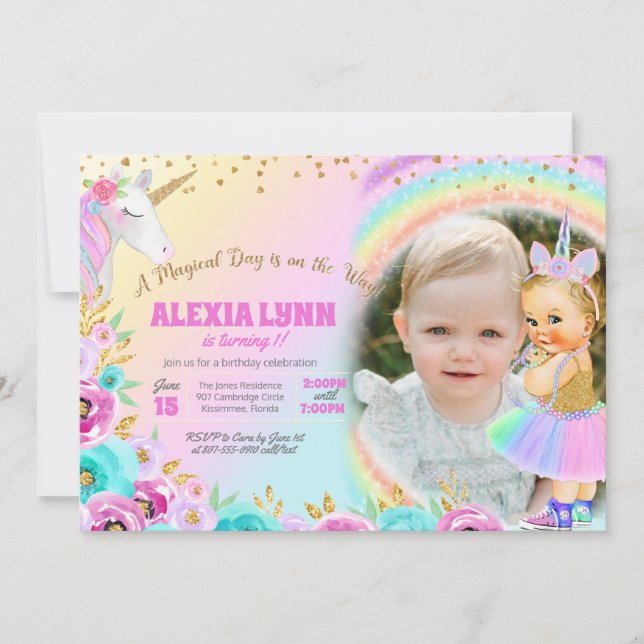 Invitation Anniversaire de enfant Unicorn Magical Day Baby av (Devant)