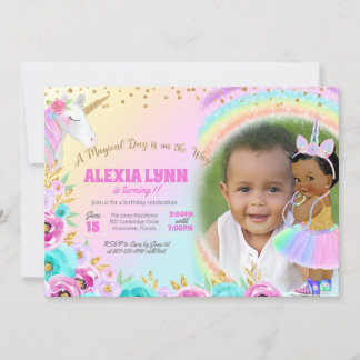 Invitation Anniversaire de enfant Unicorn Magical Day Baby av