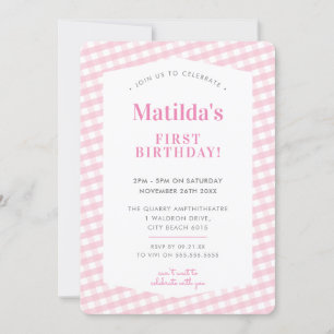 Invitation ANNIVERSAIRE DE ENFANT vintage en vichy motif fill