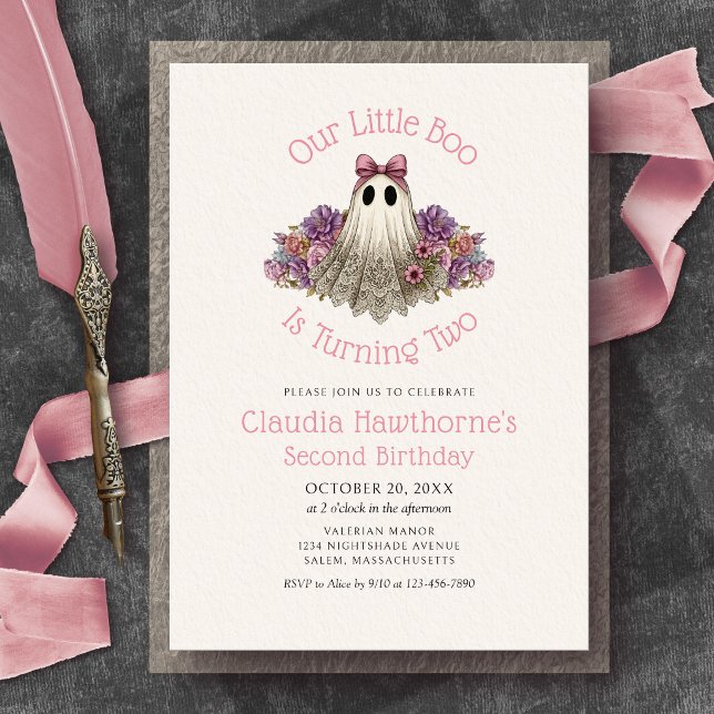 Invitation Anniversaire de fantôme vintage Halloween 2ème deu (Créateur téléchargé)