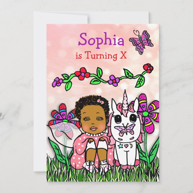 Invitation Anniversaire de fée afro-américaine (Devant)