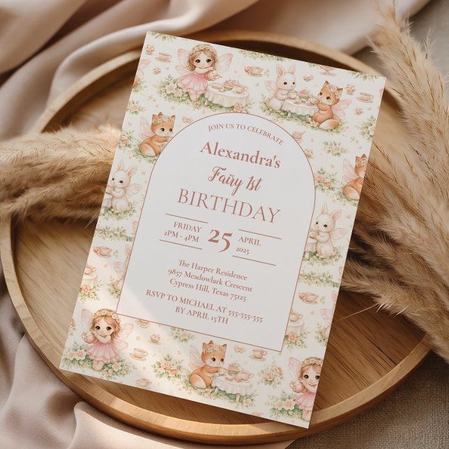 Invitation Anniversaire de fée fantaisiste rose (Créateur téléchargé)