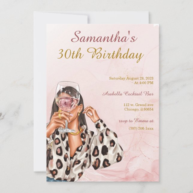 Invitation Anniversaire de femme en or rose (Devant)