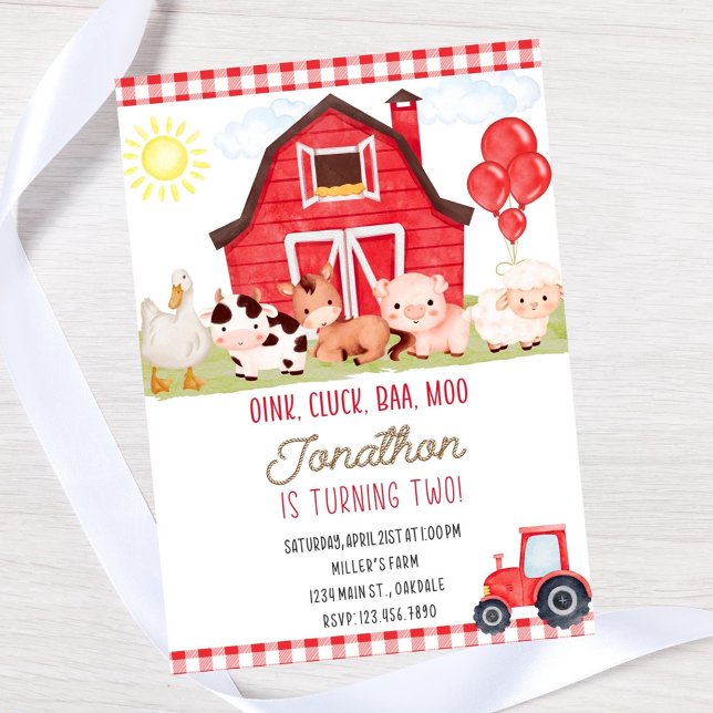 Invitation anniversaire de ferme modifiable - télé (Créateur téléchargé)