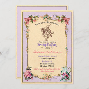 Invitation Anniversaire de fête du thé violet