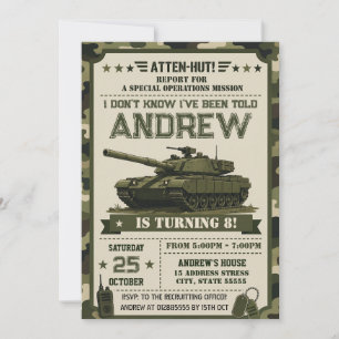 Invitation Anniversaire de fête militaire personnelle