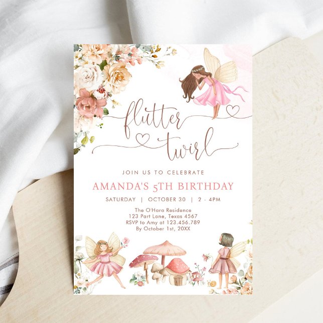 Invitation Anniversaire de fille de fée de fleurs sauvages Fl (Créateur téléchargé)
