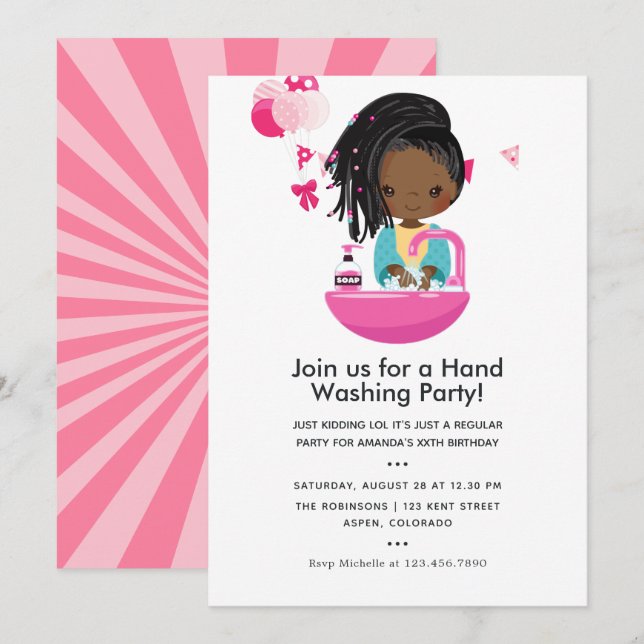 Invitation Anniversaire de fille drôle sur le thème du virus  (Devant / Derrière)