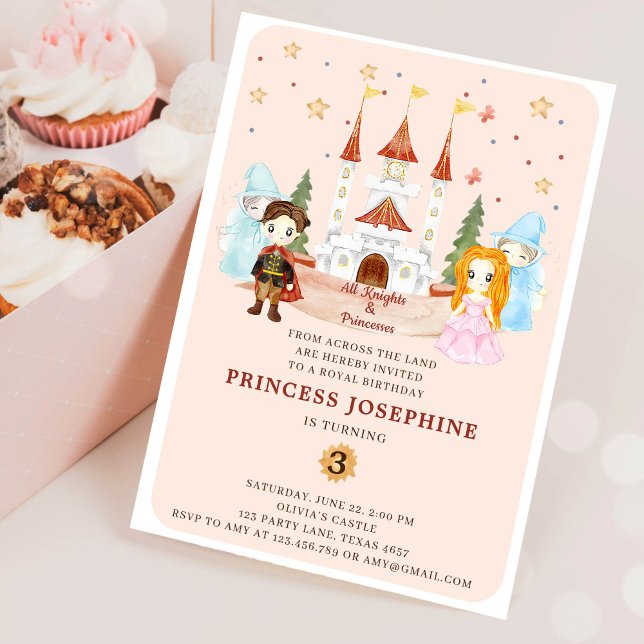 Invitation Anniversaire de fille Princesses et Chevaliers (Créateur téléchargé)
