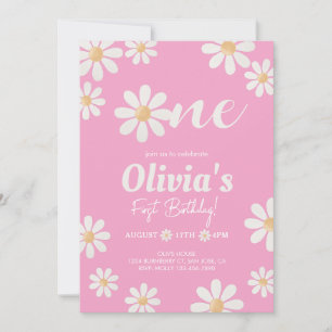 Invitation Anniversaire de Fille Rose Daisy
