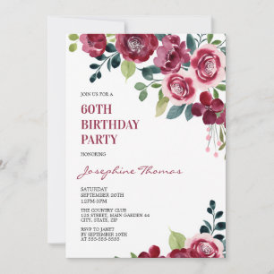 Invitation Anniversaire de Fleur de Verdure Rose Rose Marron
