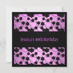 Invitation Anniversaire de fleurs de rose en pastel et de