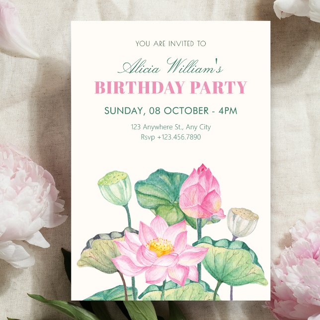 Invitation Anniversaire de floraison florale (Créateur téléchargé)