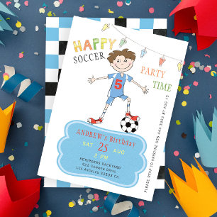 Invitation Anniversaire de foot garçon 5 ans fête drôle de sp